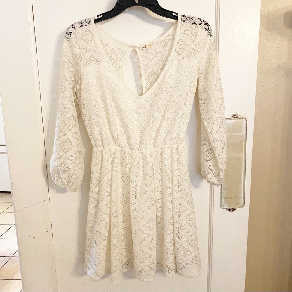 Hollister Lace Overlay Skater Grunge 90s Riot Grrrl Dress Ivory Women’s Small